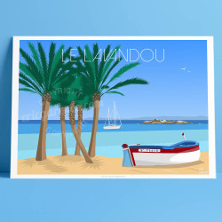 Affiche ''Le Lavandou, Plage Saint-Clair''