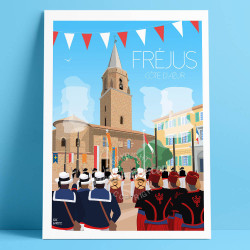 Affiche ''Fréjus, La Bravade devant la cathédrale Sainte-Léonce''