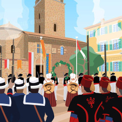 Poster ''Fréjus, La Bravade devant la cathédrale Sainte-Léonce''