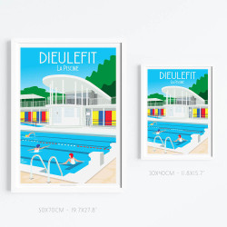 Affiche ''Dieulefit, La piscine art-déco''