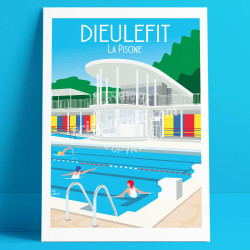 Affiche ''Dieulefit, La piscine art-déco''