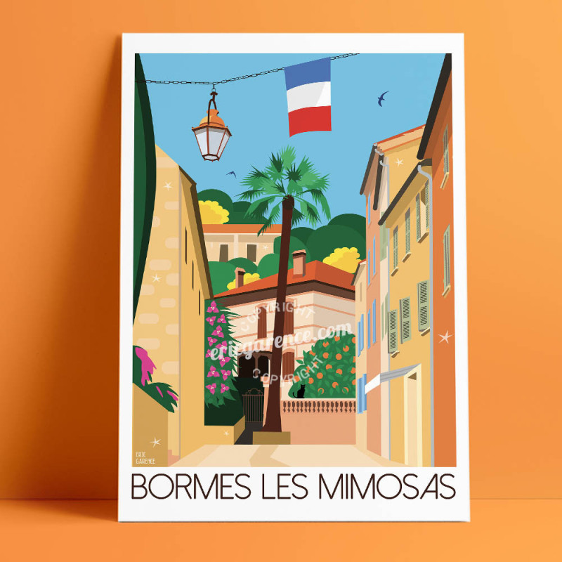Affiche ''Bormes-les-Mimosas, La rue carnot'' Affiche ''Bormes-les-Mimosas, La rue carnot''