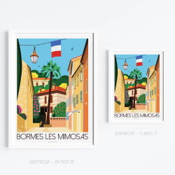 Poster ''Bormes-les-Mimosas, La rue carnot''