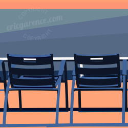 Affiche ''Nice, Nos 2 Chaises bleues au Sunset''