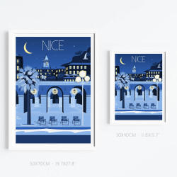 Affiche ''Le vieux Nice à minuit''