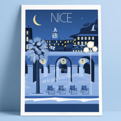 Affiche ''Le vieux Nice à minuit''