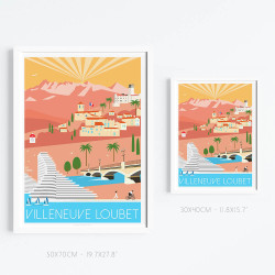 Affiche de "Villeneuve-Loubet en Automne" by Eric Garence, artiste français, illustrateur, pop, retro