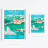 Affiche de "Villeneuve-Loubet au Printemps" by Eric Garence, artiste français, illustrateur, pop, retro
