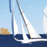 Affiche de "Les Régates en Baie de Cannes" by Eric Garence, artiste français, illustrateur, pop, retro