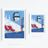 Affiche de "Isola 2000 en hiver" by Eric Garence, artiste français, illustrateur, pop, retro