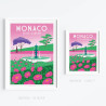 Affiche de "Monaco, Rose garden" by Eric Garence, artiste français, illustrateur, pop, retro