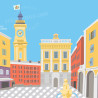Affiche de "Nice, la place St François" by Eric Garence, artiste français, illustrateur, pop, retro