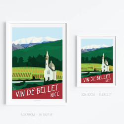 Affiche de "Nice, Vin de Bellet" by Eric Garence, artiste français, illustrateur, pop, retro