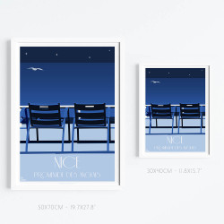 Affiche ''Nice, les Chaises Bleues by Night''