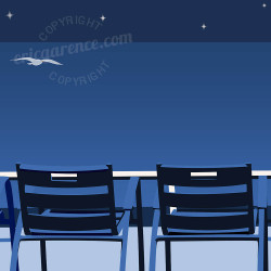 Affiche ''Nice, les Chaises Bleues by Night''