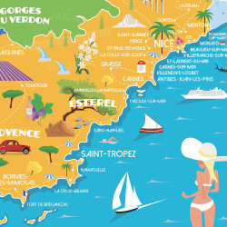 Affiche ''La Carte de la Côte d'Azur''