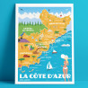 Affiche ''La Carte de la Côte d'Azur''