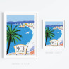 Affiche de "Nice, Casino, Palmiers et Caravelle - Baie des Anges" by Eric Garence, artiste français, illustrateur, pop, retro