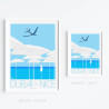 Affiche de "Nice - Dubai Nice en A380" by Eric Garence, artiste français, illustrateur, pop, retro