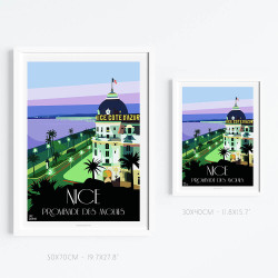 Affiche de "Nice, Le Negresco et la Promenade des Anglais" by Eric Garence, artiste français, illustrateur, pop, retro
