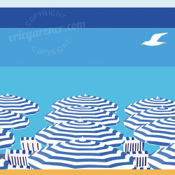 Affiche ''La Plage, Côte d'Azur''