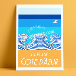 Affiche ''La Plage, Côte d'Azur''