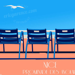 Affiche ''Nice, Nos 4 Chaises Bleues''