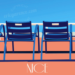 Affiche ''Nice, Nos 2 Chaises Bleues''