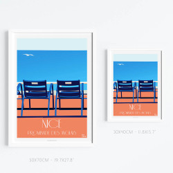 Affiche ''Nice, Nos 2 Chaises Bleues''