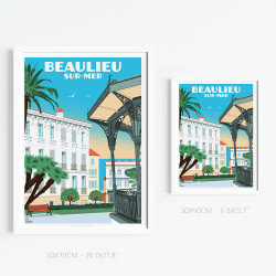 Affiche ''Beaulieu-sur-Mer, Le kiosque à Musique de la place Marinoni''