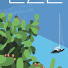 Poster ''Eze, Cactus et voilier''