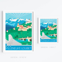 Affiche de "Villeneuve-Loubet, L'été" by Eric Garence, artiste français, illustrateur, pop, retro