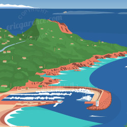Affiche ''Théoule-sur-Mer, Le Port de la Figuerette''