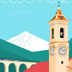 Affiche de "L'Escarene" by Eric Garence, artiste français, illustrateur, pop, retro
