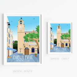 Affiche ''Dieulefit, Le beffroi à l'heure du Picodon''