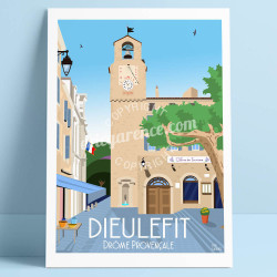 Affiche ''Dieulefit, Le beffroi à l'heure du Picodon''