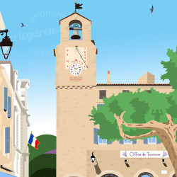 Poster ''Dieulefit, Le beffroi à l'heure du Picodon''