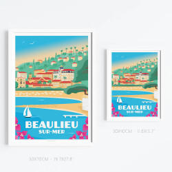 Affiche ''Beaulieu-sur-Mer, Plage de la Petite Afrique''