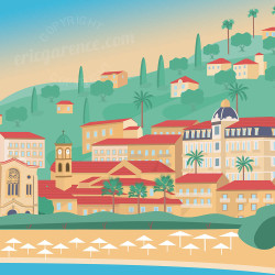 Affiche ''Beaulieu-sur-Mer, Plage de la Petite Afrique''