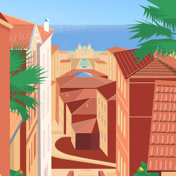 Affiche de "Beausoleil" by Eric Garence, artiste français, illustrateur, pop, retro