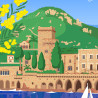 Affiche ''Mandelieu-La Napoule, le château et le voilier''