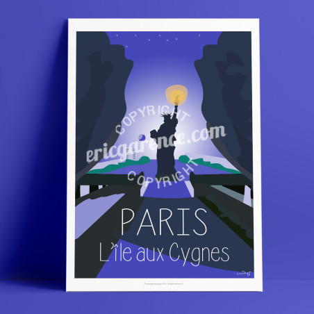 Affiche ''Paris l'Ile aux Cygnes''