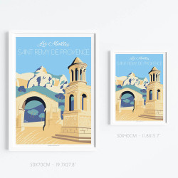 Affiche de "Saint-Rémy-de-Provence, Glanum" by Eric Garence, artiste français, illustrateur, pop, retro