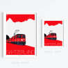Affiche de "Train Suisse" by Eric Garence, artiste français, illustrateur, pop, retro