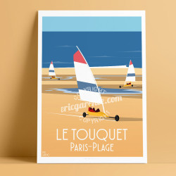 Affiche ''Chars à voile du Touquet Paris-Plage''