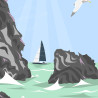 Affiche ''Belle-île-en-Mer, les Aiguilles de Port-Coton"