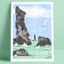 Affiche ''Belle-île-en-Mer, les Aiguilles de Port-Coton"