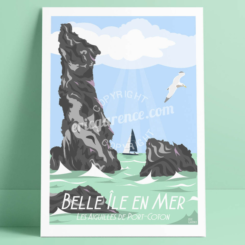 Affiche ''Belle-île-en-Mer, les Aiguilles de Port-Coton" Affiche ''Belle-île-en-Mer, les Aiguilles de Port-Coton"