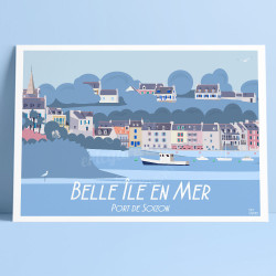 Affiche ''Belle-île-en-Mer, Le port de Sauzon"