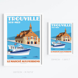 Affiche ''Trouville-sur-Mer, Marché aux Poissons"
